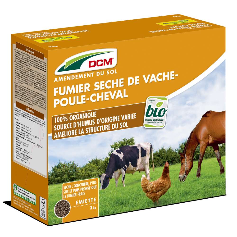 Fumier De Vache-Poule-Cheval  (3 kg)