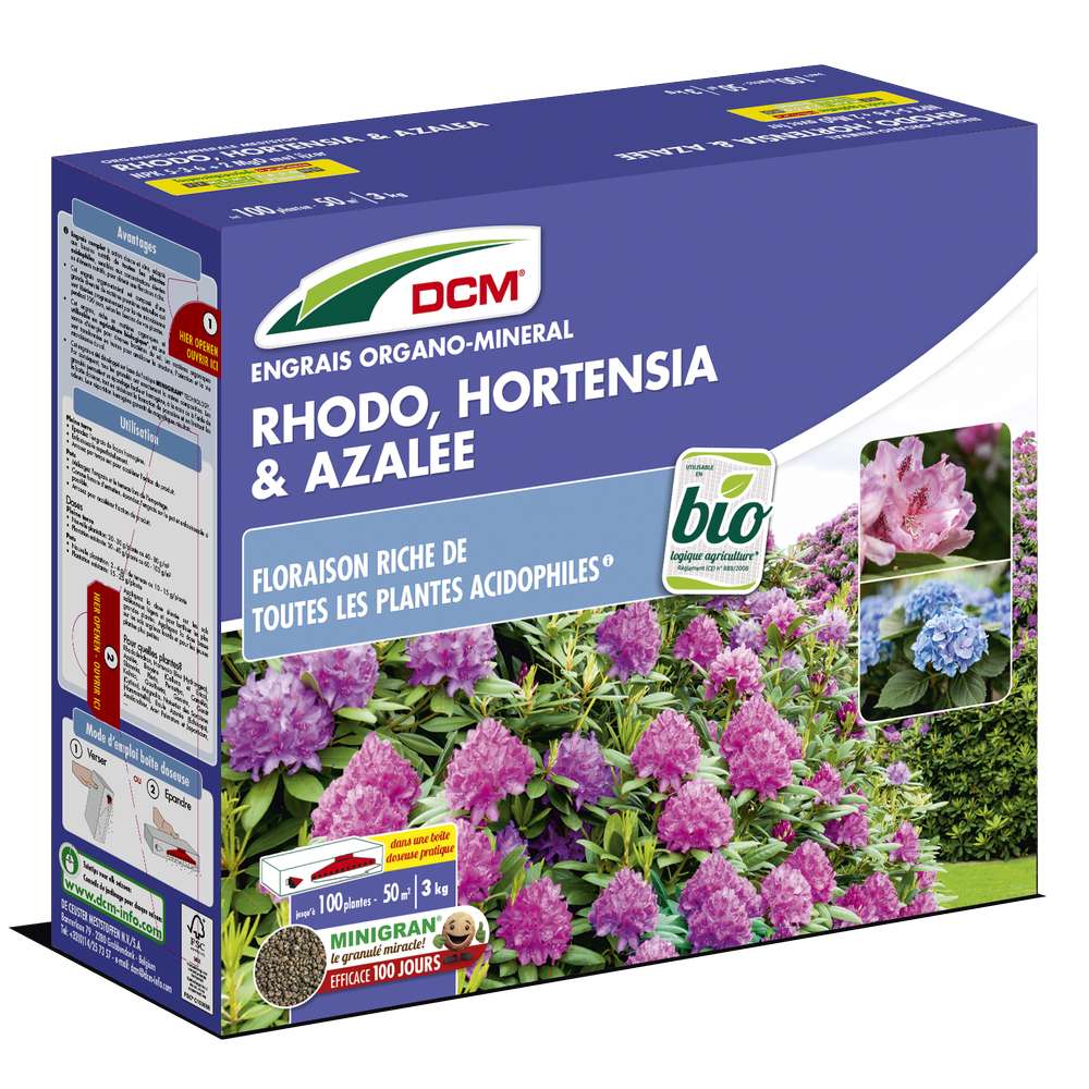 Engrais Organo-minéral Rhodo, Hortensia & Azalée (3 kg)