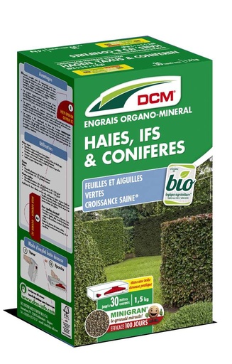 [DCM1003790] Engrais Organo-minéral Haies, Ifs & Conifères (1,5 kg)